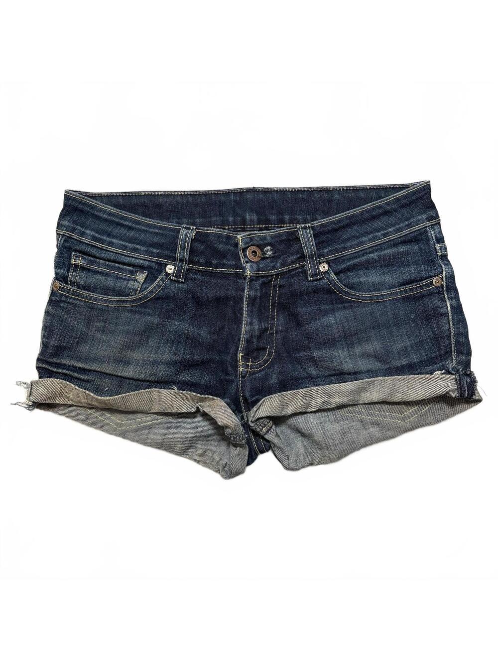 VTG Y2K Chip & Pepper Low Rise Mini Micro Denim Jean Shorts Women's S Blue Indie